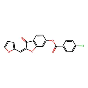 (Z)-2-(furan-2-ylmethylene)-3-oxo-2,3-dihydrobenzofuran-6-yl 4-chlorobenzoate structure