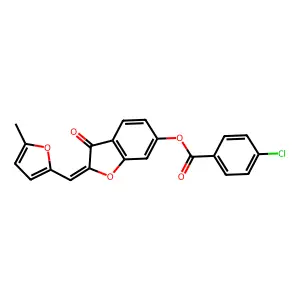 (Z)-2-((5-methylfuran-2-yl)methylene)-3-oxo-2,3-dihydrobenzofuran-6-yl 4-chlorobenzoate structure