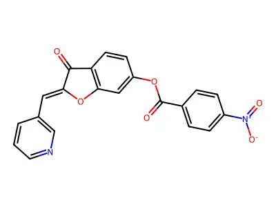 (Z)-3-oxo-2-(pyridin-3-ylmethylene)-2,3-dihydrobenzofuran-6-yl 4-nitrobenzoate structure