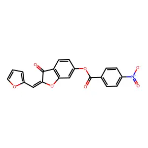 (Z)-2-(furan-2-ylmethylene)-3-oxo-2,3-dihydrobenzofuran-6-yl 4-nitrobenzoate structure