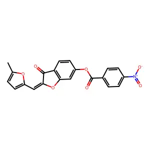 (Z)-2-((5-methylfuran-2-yl)methylene)-3-oxo-2,3-dihydrobenzofuran-6-yl 4-nitrobenzoate structure