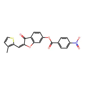(Z)-2-((3-methylthiophen-2-yl)methylene)-3-oxo-2,3-dihydrobenzofuran-6-yl 4-nitrobenzoate structure