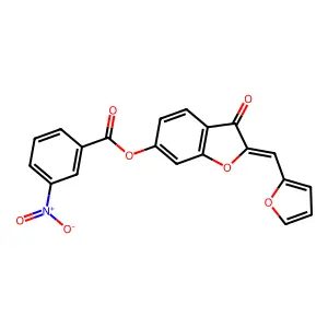 (Z)-2-(furan-2-ylmethylene)-3-oxo-2,3-dihydrobenzofuran-6-yl 3-nitrobenzoate structure
