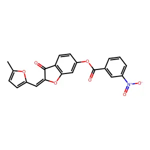 (Z)-2-((5-methylfuran-2-yl)methylene)-3-oxo-2,3-dihydrobenzofuran-6-yl 3-nitrobenzoate structure