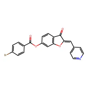 (Z)-3-oxo-2-(pyridin-4-ylmethylene)-2,3-dihydrobenzofuran-6-yl 4-bromobenzoate structure