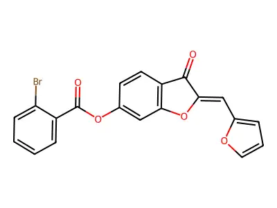 (Z)-2-(furan-2-ylmethylene)-3-oxo-2,3-dihydrobenzofuran-6-yl 2-bromobenzoate structure