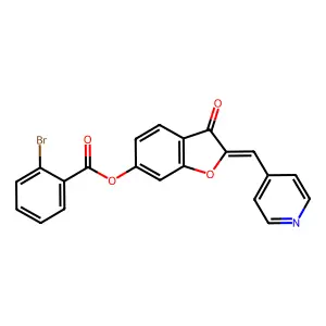 (Z)-3-oxo-2-(pyridin-4-ylmethylene)-2,3-dihydrobenzofuran-6-yl 2-bromobenzoate structure