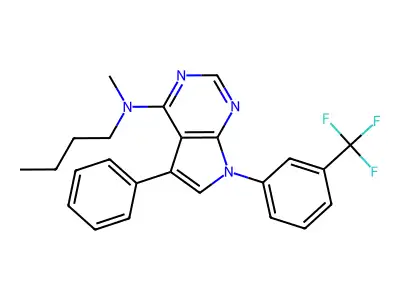 N-butyl-N-methyl-5-phenyl-7-[3-(trifluoromethyl)phenyl]pyrrolo[2,3-d]pyrimidin-4-amine structure
