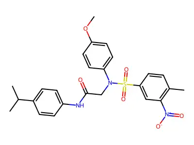 2-(4-methoxy-N-(4-methyl-3-nitrophenyl)sulfonylanilino)-N-(4-propan-2-ylphenyl)acetamide structure