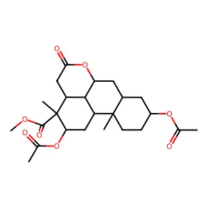 Methyl 2,9-bis(acetyloxy)-3,11a-dimethyl-5-oxohexadecahydrophenanthro[10,1-bc]pyran-3-carboxylate structure