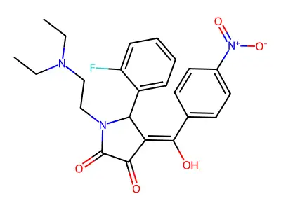 (4Z)-1-[2-(Diethylamino)ethyl]-5-(2-fluorophenyl)-4-[hydroxy-(4-nitrophenyl)methylidene]pyrrolidine-2,3-dione structure