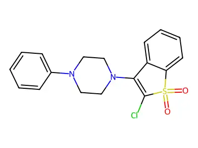 Piperazine, 1-(2-chlorobenzo(b)thien-3-yl)-4-phenyl-, S,S-dioxide structure