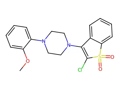 Piperazine, 1-(2-chlorobenzo(b)thien-3-yl)-4-(2-methoxyphenyl)-, S,S-dioxide structure