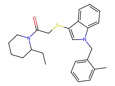 1-(2-Ethylpiperidin-1-yl)-2-({1-[(2-methylphenyl)methyl]-1H-indol-3-yl}sulfanyl)ethan-1-one structure