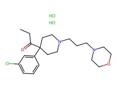 1-Propanone, 1-(4-(3-chlorophenyl)-1-(3-(4-morpholinyl)propyl)-4-piperidinyl)-, dihydrochloride structure