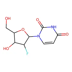 1-(2-Deoxy-2-fluoro-beta-D-arabinofuranosyl)uracil structure
