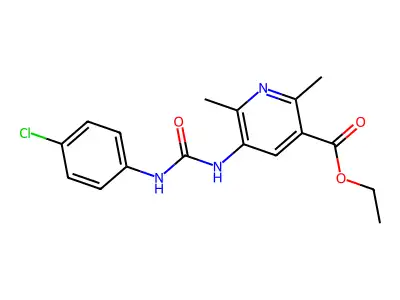 Ethyl 5-(3-(4-chlorophenyl)ureido)-2,6-dimethylnicotinate structure