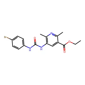 Ethyl 5-(3-(4-bromophenyl)ureido)-2,6-dimethylnicotinate structure