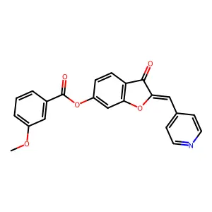 (Z)-3-oxo-2-(pyridin-4-ylmethylene)-2,3-dihydrobenzofuran-6-yl 3-methoxybenzoate structure