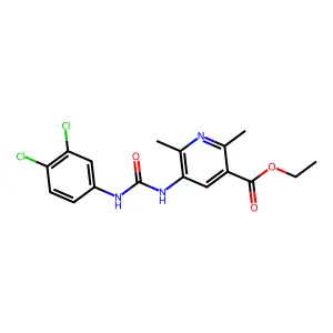 Ethyl 5-(3-(3,4-dichlorophenyl)ureido)-2,6-dimethylnicotinate structure