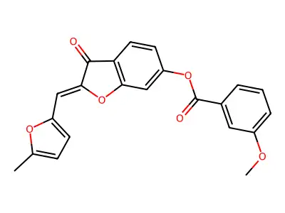 (Z)-2-((5-methylfuran-2-yl)methylene)-3-oxo-2,3-dihydrobenzofuran-6-yl 3-methoxybenzoate structure