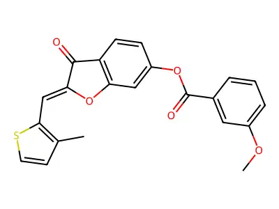 (Z)-2-((3-methylthiophen-2-yl)methylene)-3-oxo-2,3-dihydrobenzofuran-6-yl 3-methoxybenzoate structure