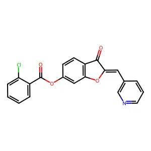 (Z)-3-oxo-2-(pyridin-3-ylmethylene)-2,3-dihydrobenzofuran-6-yl 2-chlorobenzoate structure