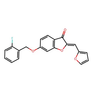 (Z)-6-((2-fluorobenzyl)oxy)-2-(furan-2-ylmethylene)benzofuran-3(2H)-one structure