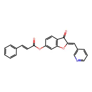 (Z)-3-oxo-2-(pyridin-3-ylmethylene)-2,3-dihydrobenzofuran-6-yl cinnamate structure