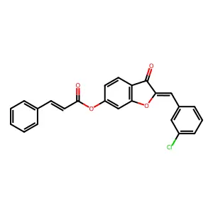 (2Z)-2-(3-chlorobenzylidene)-3-oxo-2,3-dihydro-1-benzofuran-6-yl (2E)-3-phenylprop-2-enoate structure