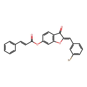 (2Z)-2-(3-bromobenzylidene)-3-oxo-2,3-dihydro-1-benzofuran-6-yl (2E)-3-phenylprop-2-enoate structure