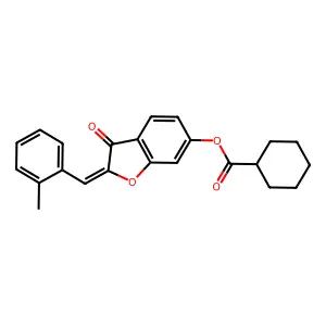 (2Z)-2-(2-methylbenzylidene)-3-oxo-2,3-dihydro-1-benzofuran-6-yl cyclohexanecarboxylate structure