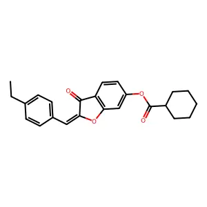(2Z)-2-(4-ethylbenzylidene)-3-oxo-2,3-dihydro-1-benzofuran-6-yl cyclohexanecarboxylate structure