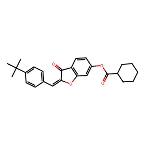 (2Z)-2-(4-tert-butylbenzylidene)-3-oxo-2,3-dihydro-1-benzofuran-6-yl cyclohexanecarboxylate structure
