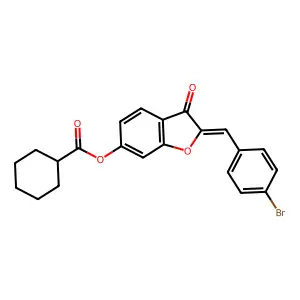 (2Z)-2-(4-bromobenzylidene)-3-oxo-2,3-dihydro-1-benzofuran-6-yl cyclohexanecarboxylate structure