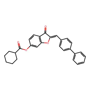 (2Z)-2-(biphenyl-4-ylmethylidene)-3-oxo-2,3-dihydro-1-benzofuran-6-yl cyclohexanecarboxylate structure