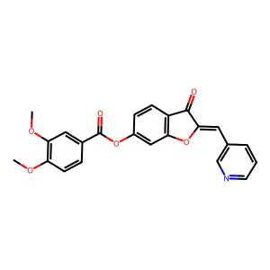 (Z)-3-oxo-2-(pyridin-3-ylmethylene)-2,3-dihydrobenzofuran-6-yl 3,4-dimethoxybenzoate structure