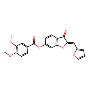(Z)-2-(furan-2-ylmethylene)-3-oxo-2,3-dihydrobenzofuran-6-yl 3,4-dimethoxybenzoate structure
