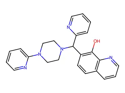 7-[2-Pyridyl(4-(2-pyridyl)piperazinyl)methyl]quinolin-8-ol structure