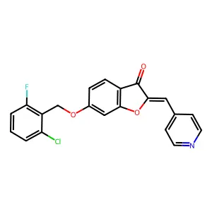 (2Z)-6-[(2-chloro-6-fluorobenzyl)oxy]-2-(pyridin-4-ylmethylidene)-1-benzofuran-3(2H)-one structure