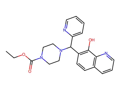 Ethyl 4-((8-hydroxyquinolin-7-yl)(pyridin-2-yl)methyl)piperazine-1-carboxylate structure