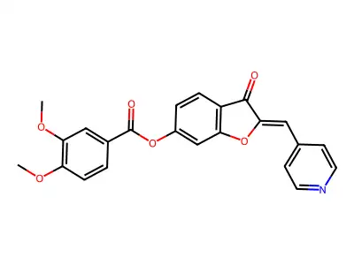 (Z)-3-oxo-2-(pyridin-4-ylmethylene)-2,3-dihydrobenzofuran-6-yl 3,4-dimethoxybenzoate structure