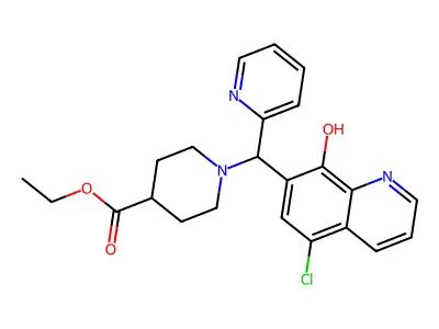 ethyl 1-[(5-chloro-8-hydroxyquinolin-7-yl)(pyridin-2-yl)methyl]piperidine-4-carboxylate structure