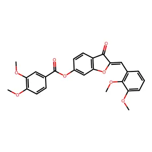 (Z)-2-(2,3-dimethoxybenzylidene)-3-oxo-2,3-dihydrobenzofuran-6-yl 3,4-dimethoxybenzoate structure