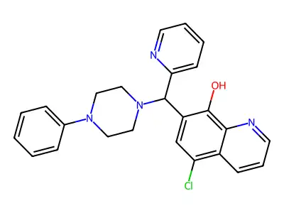 5-Chloro-7-[(4-phenylpiperazin-1-yl)(pyridin-2-yl)methyl]quinolin-8-ol structure