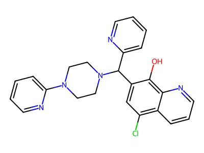 5-Chloro-7-[pyridin-2-yl-(4-pyridin-2-ylpiperazin-1-yl)methyl]quinolin-8-ol structure