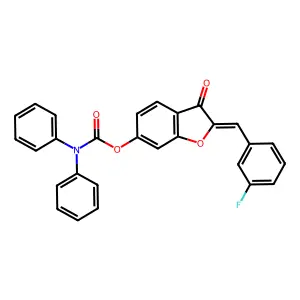 (2Z)-2-(3-fluorobenzylidene)-3-oxo-2,3-dihydro-1-benzofuran-6-yl diphenylcarbamate structure