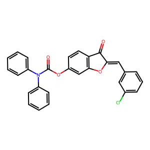 (2Z)-2-(3-chlorobenzylidene)-3-oxo-2,3-dihydro-1-benzofuran-6-yl diphenylcarbamate structure