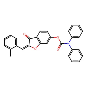 (2Z)-2-(2-methylbenzylidene)-3-oxo-2,3-dihydro-1-benzofuran-6-yl diphenylcarbamate structure