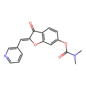 (2Z)-3-oxo-2-(pyridin-3-ylmethylidene)-2,3-dihydro-1-benzofuran-6-yl dimethylcarbamate structure
